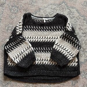 Victoria's Secret Cropped Black and Cream Knit Sweater